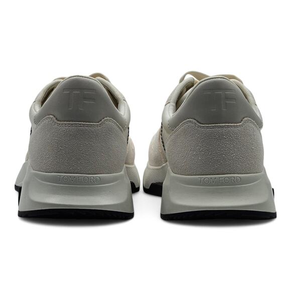 Tom Ford Jagga Leather-Trimmed Suede and Mesh Sneakers in White size 9 US / 8 UK main image 7